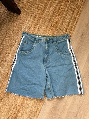 aLab Mega Wide Leg Denim Jorts | Y2K Skater Rave Stripe Shorts